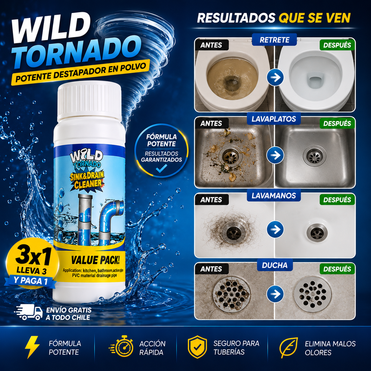 WildTornado™ - Potente Destapa Caños