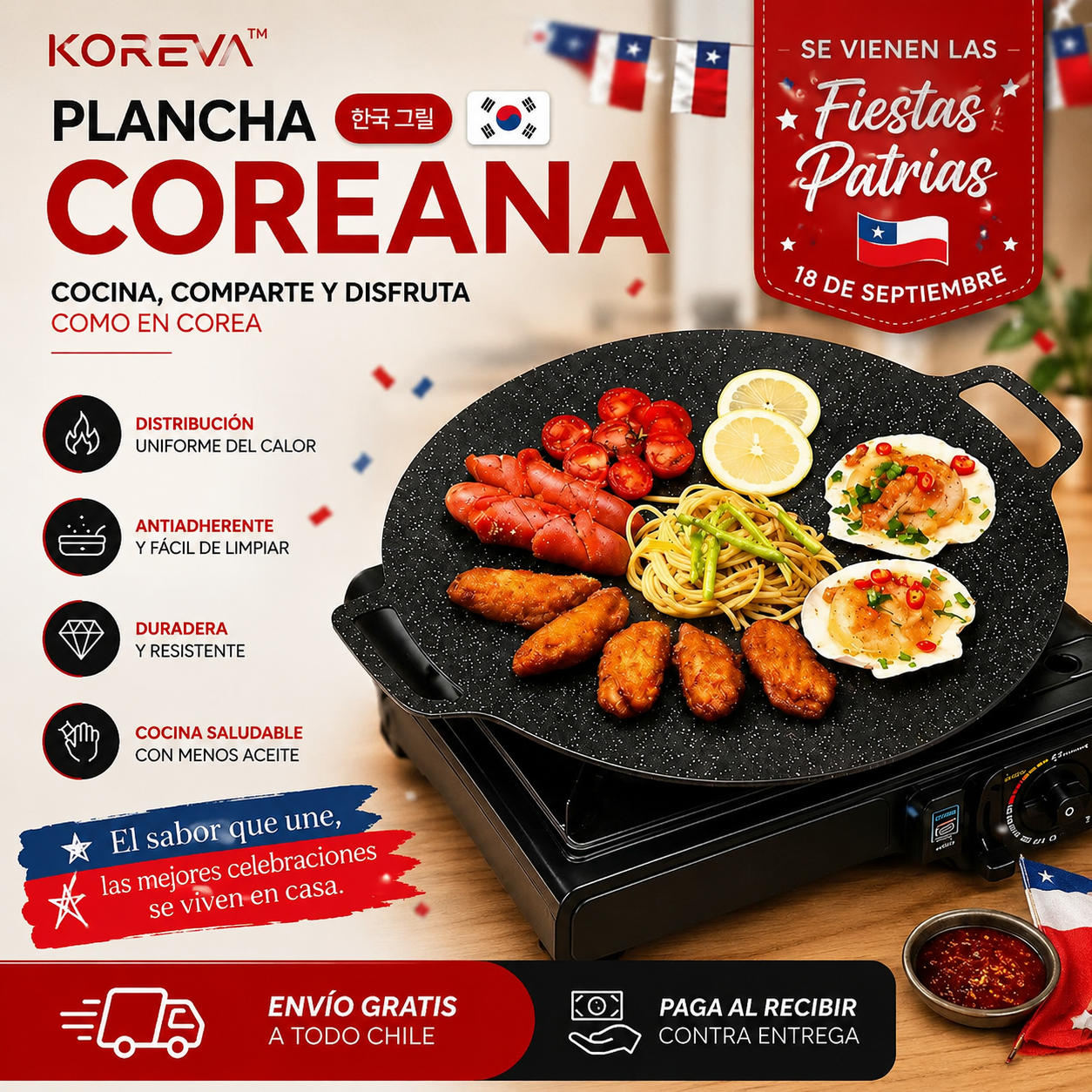 Koreva™ Plancha Coreana Antiadherente