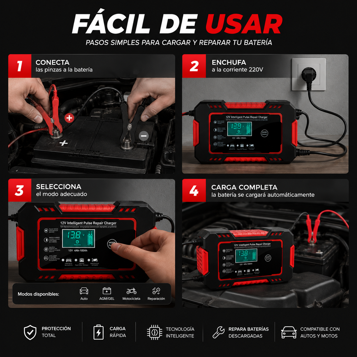 CargaExpress™ - Cargador Reparador De Baterias