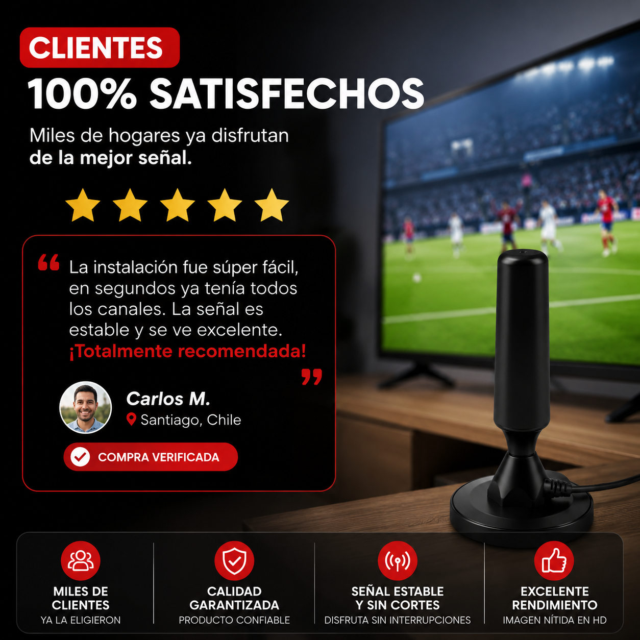 MaxSignal™ 4K 2x1 - Antena TV Digital +3000 Canales