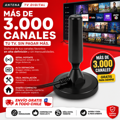 MaxSignal™ 4K 2x1 - Antena TV Digital +3000 Canales