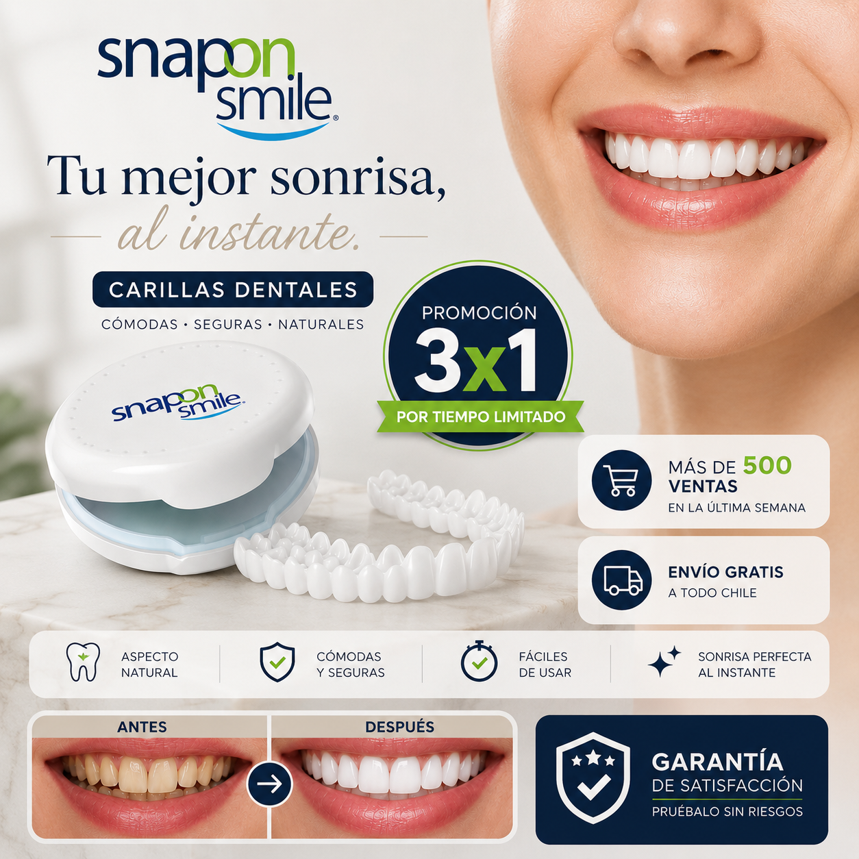 Carillas Dentales Moldeables - SnapOn™ 3x1