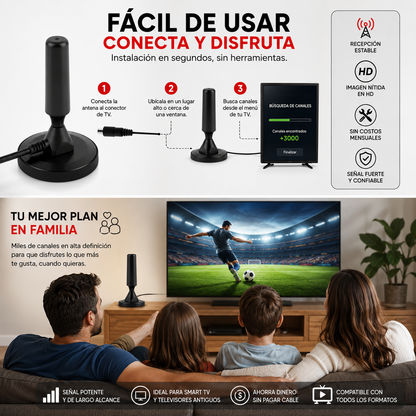 MaxSignal™ 4K 2x1 - Antena TV Digital +3000 Canales